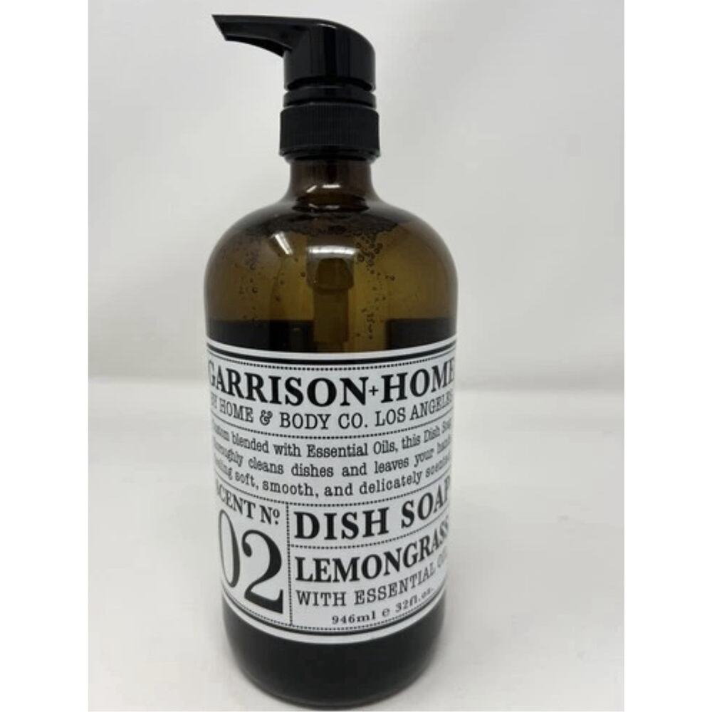 Garrison Home Body Lemongrass Dish Soap Essential Oil JUMBO 32oz GLASS BOTTLE